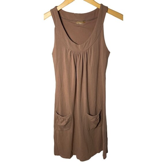 Athleta Brown Sleeveless Scoopneck Knee Length Swing Dress Sz M - Picture 1 of 9